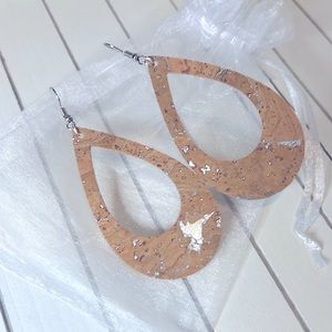 Handmade Portuguese cork leather earrings with silver print. Super lightweight!